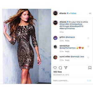 Gianni Bini Sequin Holiday Black Gold Dress